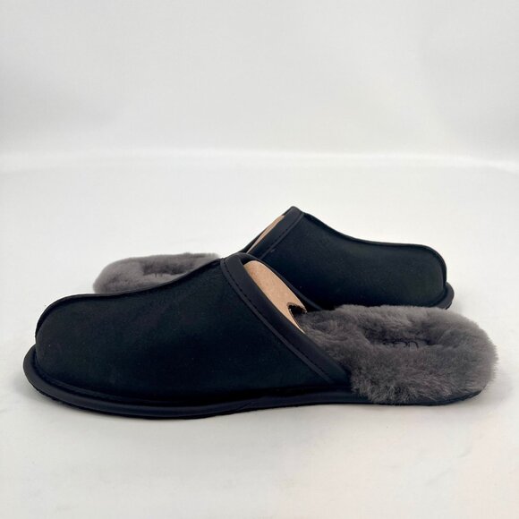 UGG Scuff Slippers Size 8 Black Suede Sheepskin Wool Lined Slip On - Picture 6 of 15